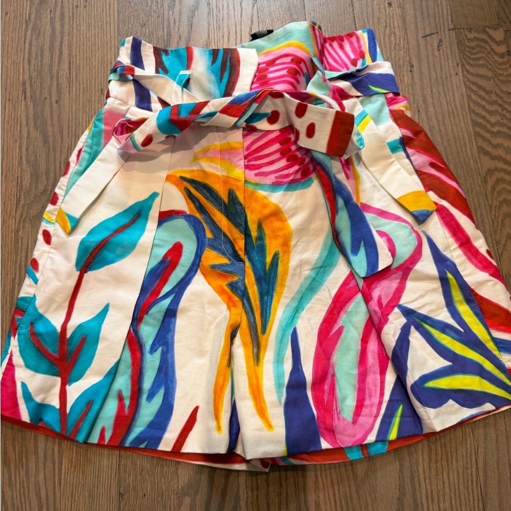 PatBo High-Waist Tropical Print Paperbag Shorts - Multicolor